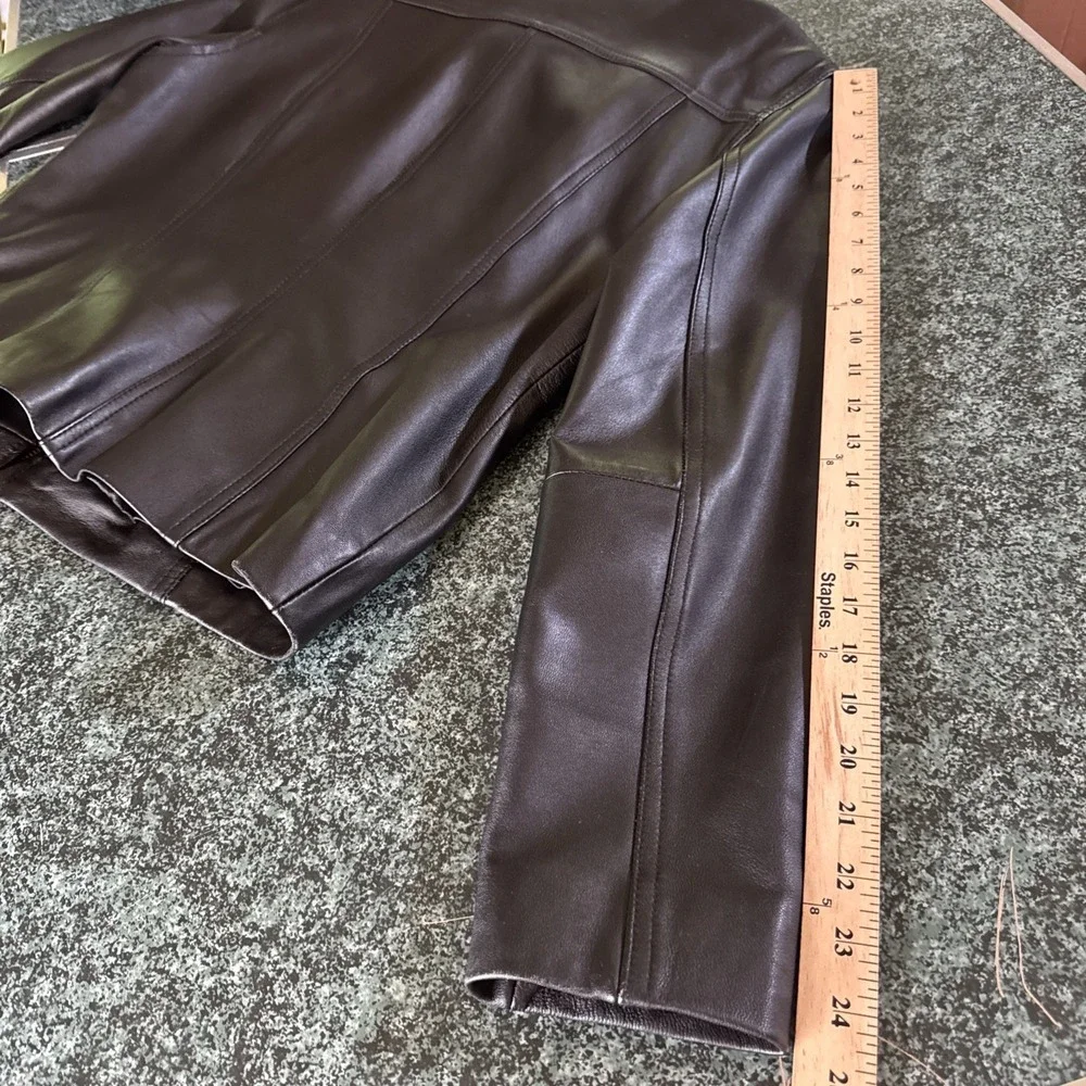 SONOMA Life + Style 100% Lambskin Leather Zip Up Modern Jacket Top Size M VTG